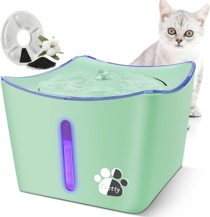 Kastty Cat Water Fountain, 101oz/3L Pet Water Fountain, Cat Fountain Whisper Quiet Water Fountain for Cats Inside, Automatic Cat Water Dispenser, Dog Water Fountain with LED Light,1 Cat Waterer Filter - Image 1